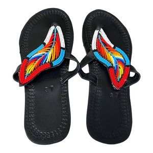 Exquisite Maasai Beaded Sandals Size 37